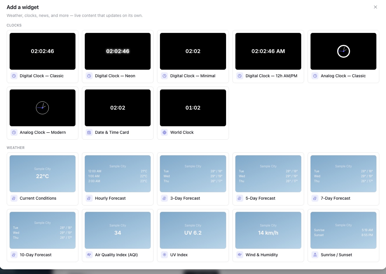 Adding a widget to a screen in the DisplayNyx dashboard